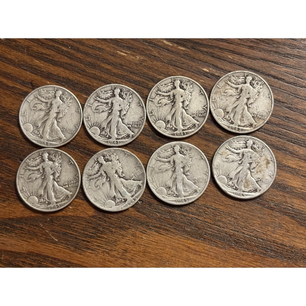 90% Silver - Walking Liberty Half Dollars - FV $4.00 - 1942, 1943 (3), 1944, 1945 (3) 