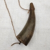 Image 2 : Vintage Black Powder Horn with Wooden Plug & Carry Cord – Approx. 4.5"