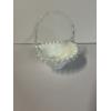 Image 1 : Fenton Glass Dish - Beautiful White Glass Dish - Curled edges with handle 