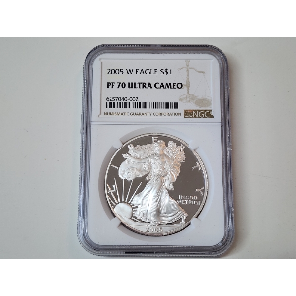 NGC PF 70 ULTRA CAMEO 2005-W American Silver Eagle - 1 oz .999 Fine Silver 