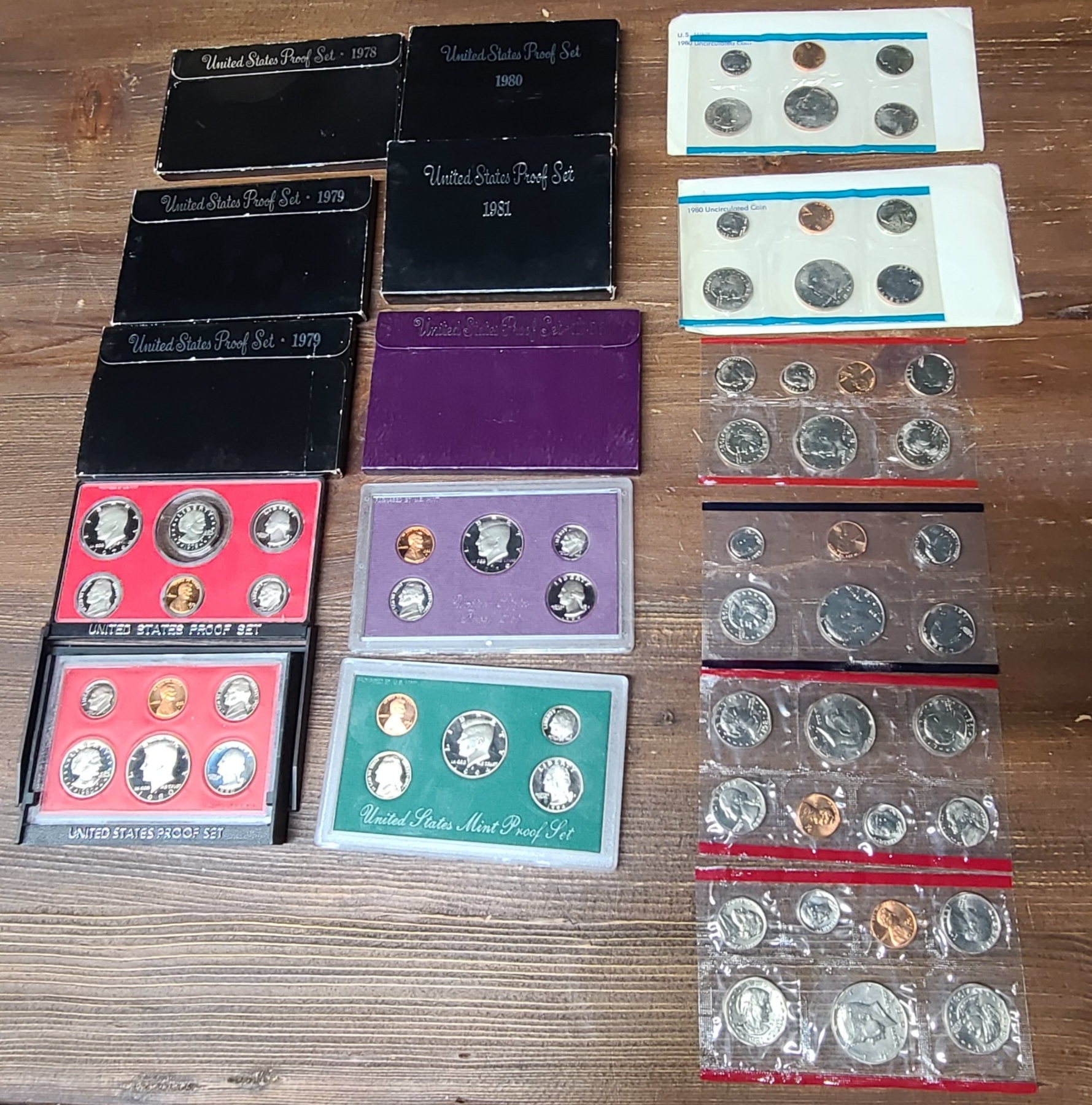 1981 Coin Set (10) US Proof Sets 1978- 1994 & (4) U.S Mint Uncirculated Coin Sets ...