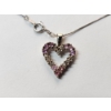 Image 2 : Beautiful 14K White Gold 19" Necklace with 14K Heart Pendant with Pink Gemstones - TW: 3.1g