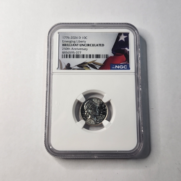 NGC Brilliant Uncirculated 1776-2026 Emerging Liberty Dime 250th Anniversary