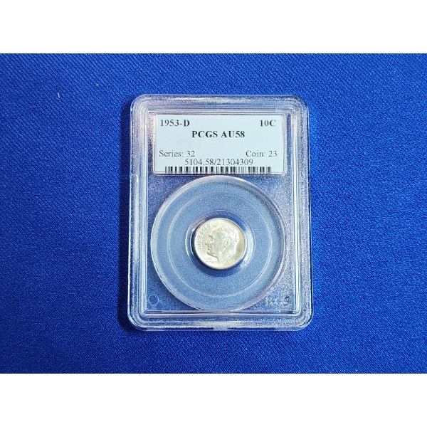 1953-D PCGS AU58 Roosevelt Dime