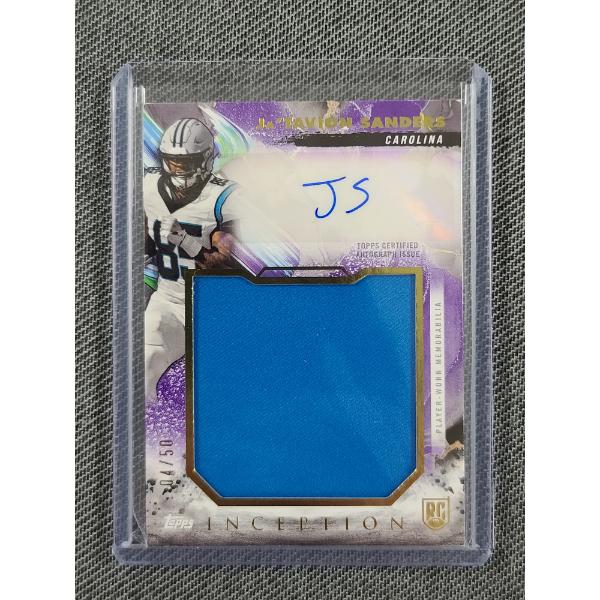 2024 Topps RJRA-JTS Ja'Tavion Sanders Rookie Jumbo Patch Autograph Card NUMBERED 04/50