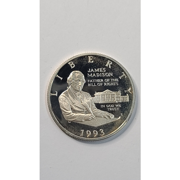 United States 1993 James Madison Bill of Rights Commemorative 90% Silver Half Dollar