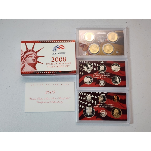 2008 United States Mint Silver Proof Set in Original Packaging w/ CoA