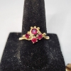 Image 2 : Two 10K Yellow Gold Ring, One w/ Ruby Gemstones & One Distorted Ring - TW: 8.1g 