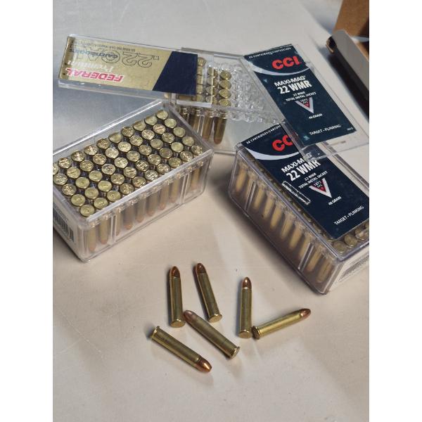 AMMO - 22 CALIBER MAGNUMS - 124 COUNT 40 GR METAL JACKET - SEE PICS