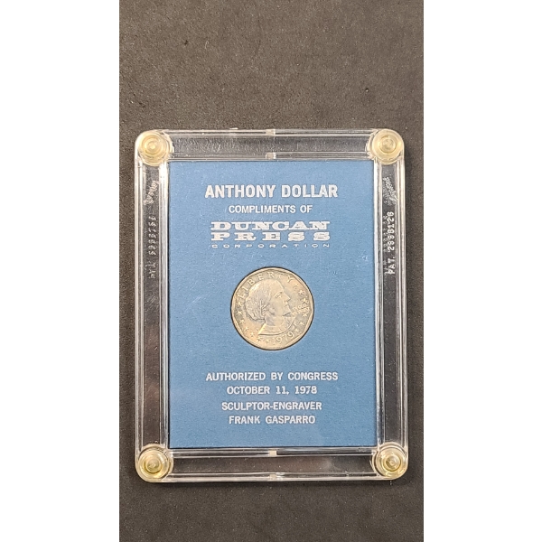 1979-P Susan B. Anthony Dollar In Acrylic Display Issued By Duncan Press Corporation