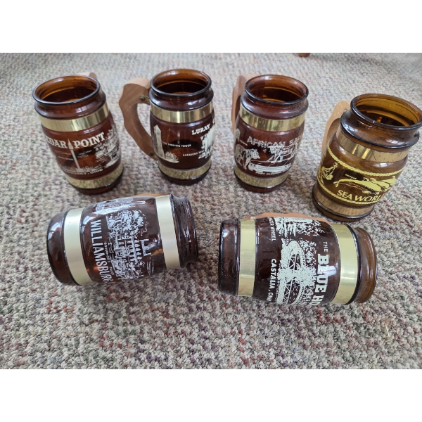 PICKUP IN CANTON - Vintage Wood Handle 5.5'' Root Beer Mug Set Of Six  