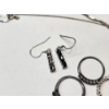 Image 5 : Sterling Silver Earrings, Colorful Rings, and Broken Chain - TW: 10.1g