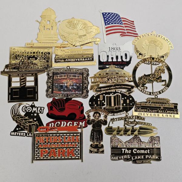 Collection Of Vintage Metal Commemorative Ornaments Celebrating Ohio