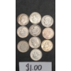 Image 2 : Assorted Years/Mint Marks 90% Silver Roosevelt Dimes - Face Value: $1.00