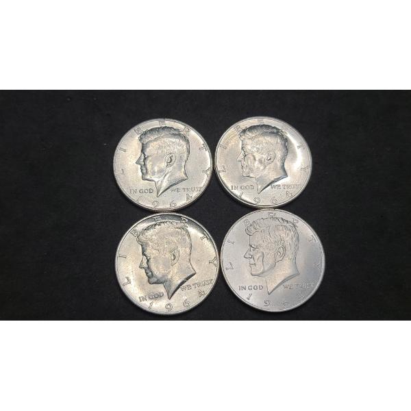(4) 1964 90% Silver Kennedy Half Dollars - Face Value: $ 2.00