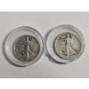 Image 1 : 90% Silver Walking Liberty Half Dollars featuring dates from 1943 and 1918 - AFV $1.00