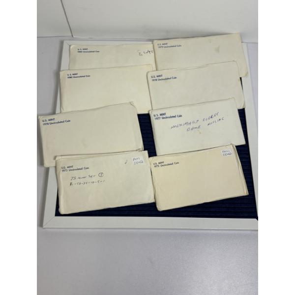 8 U.S. Mint Uncirculated Coin Sets in envelopes - MISSING SOME!!! 
