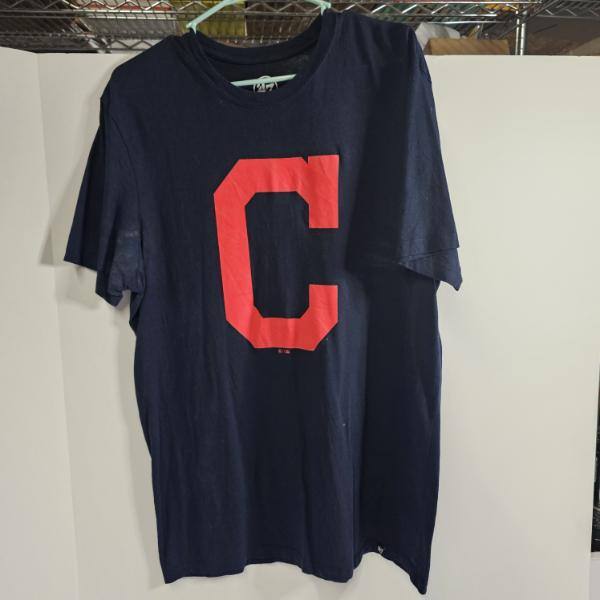 '47 Brand MLB Cleveland Guardians Navy Blue Large Red C Logo Graphic T-Shirt - Size Large