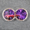 Image 4 : 2 Coin Infinity Case W/ 2 Ounces of .999 Fine Copper Colorized FT. Glowing Hot Rod Design 