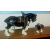 Image 1 : Vintage Pair Of Clydesdale Horse Figures - In Shiney Glaze 14" & 6" Ex Condition