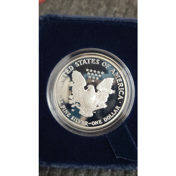 2003-W Silver Proof American Silver Eagle 1 OZ Coin with Velvet Box & COA