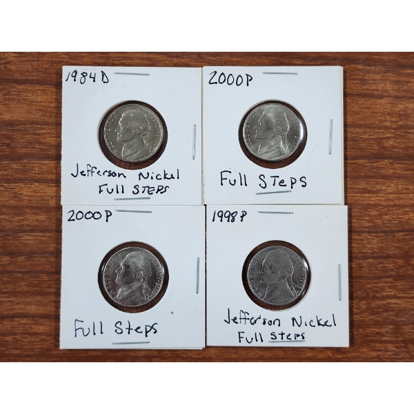 Four Nice Jefferson Nickels Featuring Full Steps