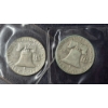 Image 2 : 2 Pcs 90% Silver Silver Halves - Franklin - See Pictures