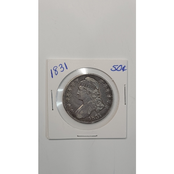 1831 Capped Bust 89.2% Silver Half Dollar