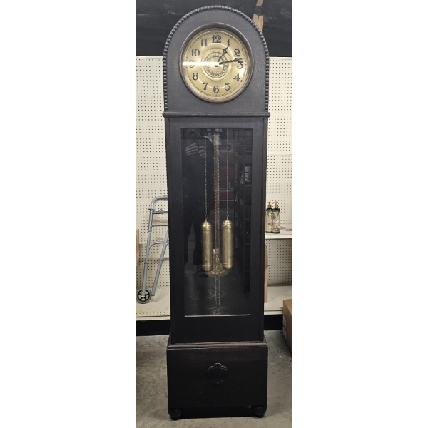 BEAUTIFUL EARLY 1920's Junghans Time & Chime Grandfather Clock with Key - Runs & Keeps Time!!! 