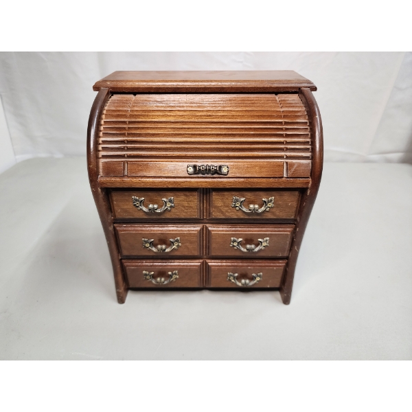 Nice Wooden Jewelry Box - 9" Tall with Contents!
