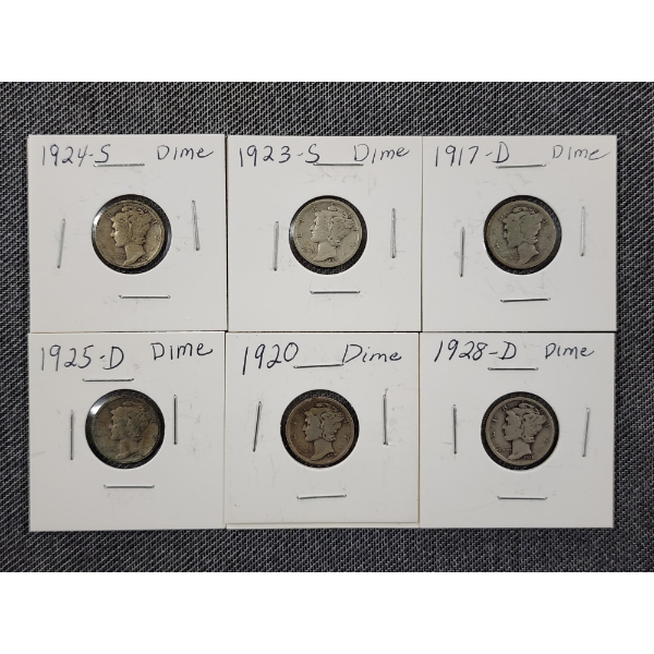 Six Assorted Better Dates 90% Silver Dimes ~ Various Dates & Conditions ~ Face Value $0.60 