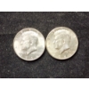 Image 1 : Two 90% Silver 1964 Kennedy Silver Half Dollars - $1 Face Value in 90% Silver!