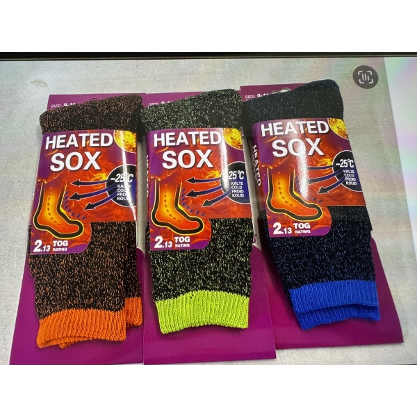 	3 Pairs Of Adult Size 9-11 Thermal Heated Sox Socks - Brand New In The Package