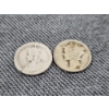 Image 1 : Two Small Silver Coins - Early 1900's Mercury Dime & Early Canadian 5 Cent - Total ASW: 0.1023 OZ