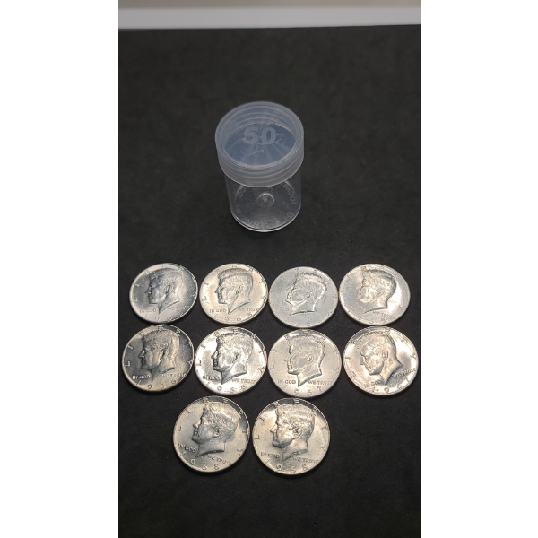 Assorted Years 40% Silver Kennedy Half Dollars In Coin Holder - Face Value: $5.00