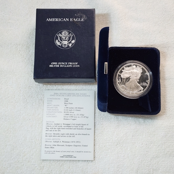 2006-W Proof American Silver Eagle - 1 oz .999 Fine Silver - With OGP Packaging & CoA