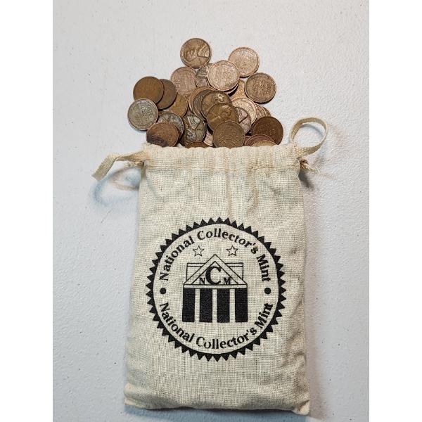 Lot of Assorted Years U.S. Lincoln Pennies - Mainly Wheat Pennies In Collector's Bag - FV~ $2.87