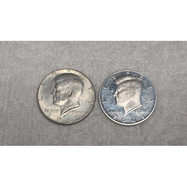 1968-D Kennedy 40% Silver Half Dollar & 2003-S 90% Silver Kennedy Half Proof Dollar - Face Value: $1