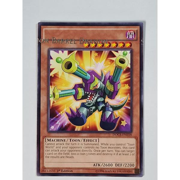 Unique ERROR Toon Barrel Dragon (DOCS-EN038) 1st Edition Yu-Gi-Oh Trading Card 