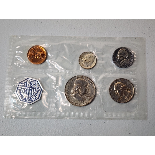 1962 United States Mint Set Including 90% Silver Half Dollar, Quarter, & Dime