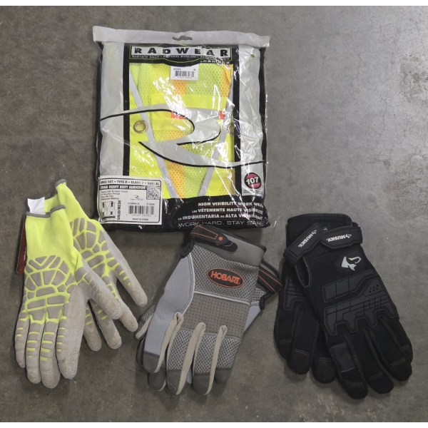 New XL Safety Vest And Utility Gloves
