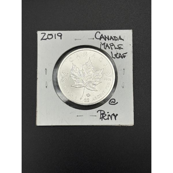 2019 Canadian Maple Leaf - 1 Oz Fine Silver - FV $5.00 Canadian - Queen Elizabeth II 