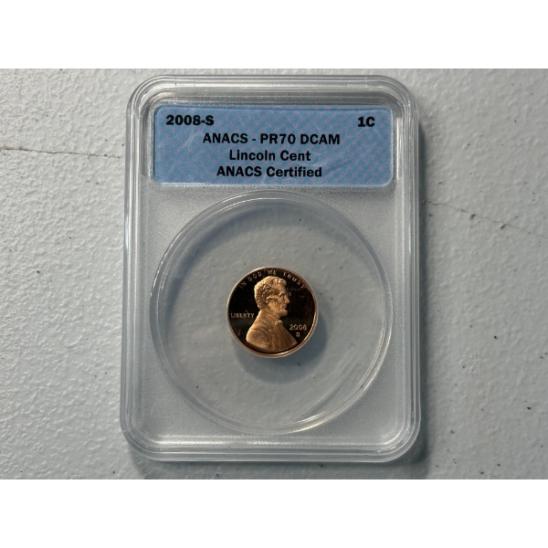 2008-S ANACS PR 70 DCAM Lincoln Cent Certified