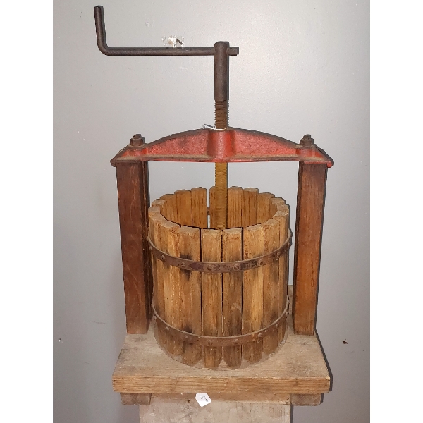 Antique Fruit / Wine Press 22 x 13 Overall - 9 x 9 Hopper - Fully Functional In Exc Cond