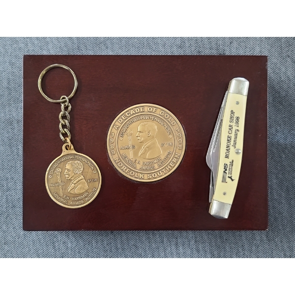 Three Assorted Norfolk Southern Collectibles - Key Chain, Pocket Knife & Keepsake Box