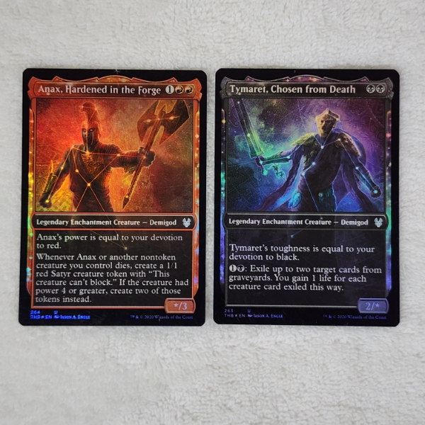 Two Holo MTG Magic The Gathering Trading Cards ~ Anax, Hardened in the Forge & Tymaret, Chosen Death