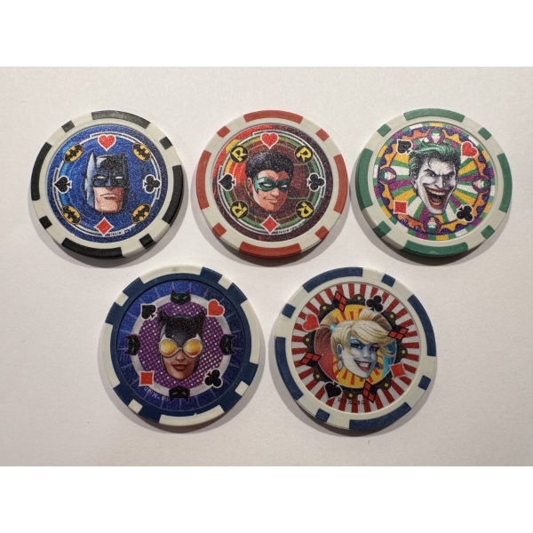 Limited Edition BATMAN Clay Poker Chip Set - Mint Condition - Complete Set 5 Chips