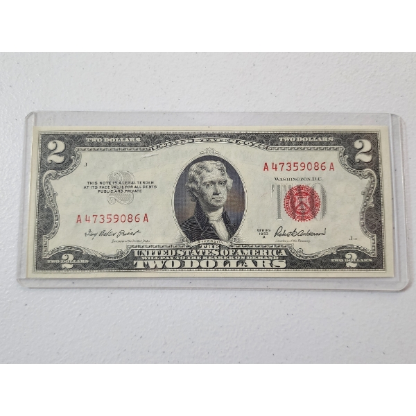 U.S. Series 1953-A $2 Red Seal Banknote 