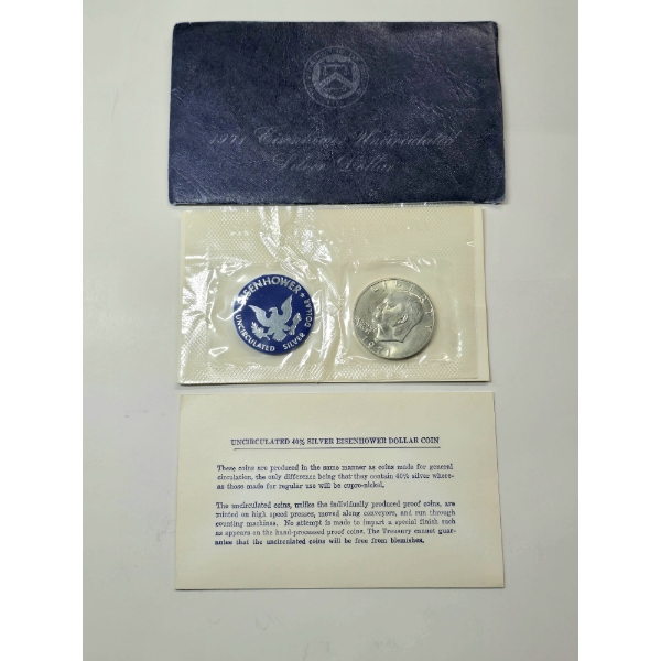 1971- S Uncirculated 40% Silver Eisenhower Dollar Coin - "Blue Pack"
