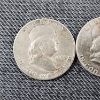 Image 2 : Two 90% Silver United States Franklin Half Dollars ~ Face Value $1.00 